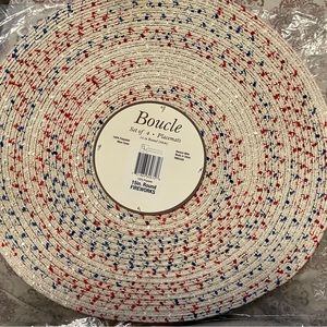 Set Of 6 Boucle Patriotic Americana 4th of July Confetti 15” Round Placemats